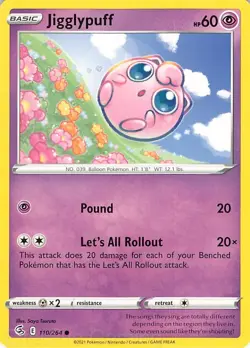 Jigglypuff 110/264 Common Fusion Strike Pokemon LP Tsuruta - Image 1