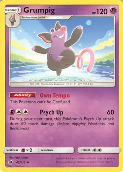 Grumpig 42/111 Uncommon Crimson Invasion Pokemon LP Tsuruta - Image 1