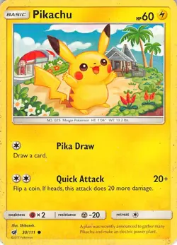 Pikachu 30/111 Common Crimson Invasion Pokemon HP Shibuzoh. - Image 1