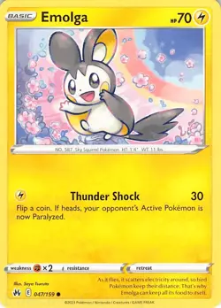 Emolga 047/159 Common Crown Zenith Pokemon LP Tsuruta - Image 1