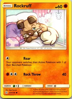 Rockruff 123/236 Common Cosmic Eclipse Pokemon Near Mint - Image 1