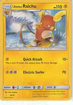 Alolan Raichu (#30 Holofoil) 30/30 Trainer Kit: Lycanroc & Alolan Raichu HP - Image 1