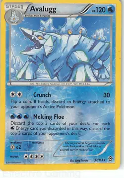 Avalugg 37/114 Rare Steam Siege Pokemon Reverse Holo HP Tsuruta - Image 1