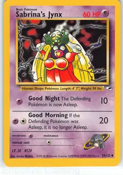 Sabrina's Jynx 59/132 Uncommon Gym Heroes Pokemon Unlimited LP Sugimori - Image 1