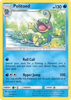 Politoed 25/145 Holo Holo Rare Guardians Rising Pokemon NM - Image 1