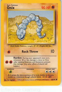 Onix 56/102 Common Base Set Unlimited Pokemon LP Sugimori - Image 1