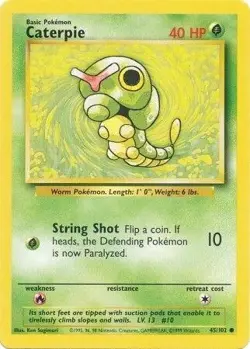Caterpie 45/102 Common Base Set Pokemon MP - Image 1