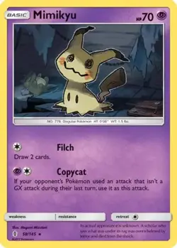Mimikyu 58/145 Holo Holo Rare Guardians Rising Pokemon NM - Image 1
