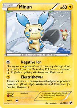 Minun 40/108 Common Dark Explorers Pokemon LP - Image 1