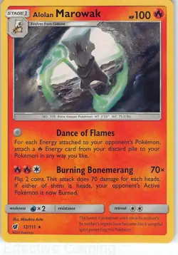 Alolan Marowak 12/111 Holo Rare Crimson Invasion Pokemon LP Arita - Image 1