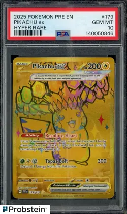 2025 Pokemon Pre En Hyper Rare #179 Pikachu Ex PSA 10 GEM MINT - Image 1
