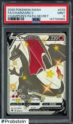 2020 Pokemon SWSH Champions Path Secret #079 FA Charizard V PSA 9 MINT - Image 1