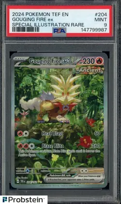2024 Pokemon TEF En Special Illustration Rare #204 Gouging Fire Ex PSA 9 MINT - Image 1