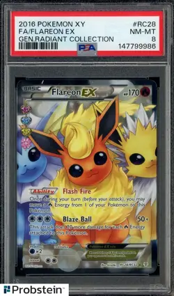 2016 Pokemon XY Gen. Radiant Collection #RC28 FA Flareon Ex PSA 8 NM-MT - Image 1