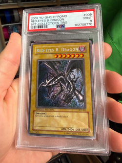 2002 YU-GI-OH! PROMO BPT-COLLECTOR'S TINS #005 RED-EYES B. DRAGON PSA 9 - Image 1