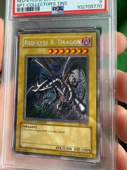 2002 YU-GI-OH! PROMO BPT-COLLECTOR'S TINS #005 RED-EYES B. DRAGON PSA 9 - Image 2