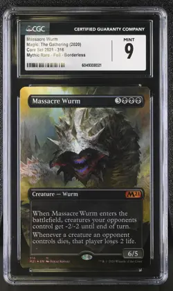 MASSACRE WURM 2021 Core Set Borderless Foil Mythic CGC 9 MTG [Nostalgium] - Image 1