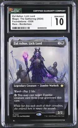 ZUL ASHUR, LICH LORD Foundations Borderless Rare CGC 10 MTG EDH [Nostalgium] - Image 1