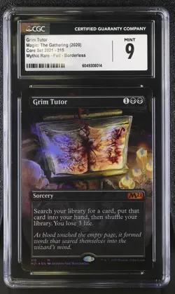 GRIM TUTOR 2021 Core Set Borderless Foil Mythic CGC 9 MTG [Nostalgium] - Image 1