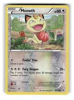 Meowth 67/108 Common Roaring Skies Pokemon Reverse Holo Moderately Played - Image 1
