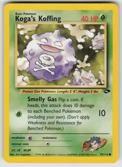 Koga's Koffing 79/132 Common Gym Challenge Pokemon Unlimited Lightly Played - Image 1
