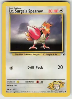 Lt. Surge's Spearow 52/132 Uncommon Gym Heroes Pokemon Unlimited Lightly Played - Image 1