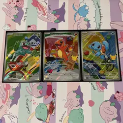 Bulbasaur Charmander Squirtle Gen 1 First Partner Full Art Set Pokemon TCG - Image 1