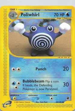Pokemon Card - Poliwhirl Expedition Base Set 89/165 Uncommon - Image 1