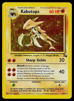 Pokemon Card - Kabutops Fossil 9/62 Holo Rare - Image 1