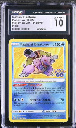 Radiant Blastoise 018/071 Pokemon GO CGC Gem Mint 10 - Image 1