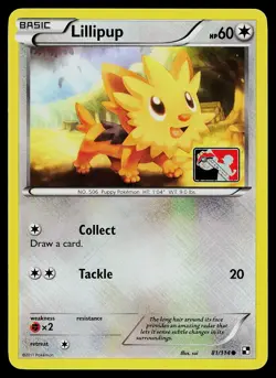 Pokemon Card - Lillipup (League Promo) Crosshatch 81/114 Holo Reverse Holo Promo - Image 1