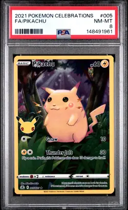 148491961 Pikachu 2021 Pokemon Sword & Shield Celebrations #005/025 Holo PSA 8 - Image 1