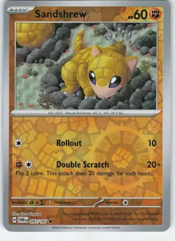 Sandshrew 097/167 Common Reverse Holo SV06: Twilight Masquerade NM Pokemon - Image 1