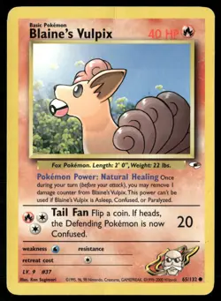Blaine's Vulpix 65/132 Common Gym Heroes Pokemon Moderately Played - Image 1