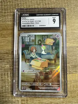 Pokemon Ralts S&V Base Scarlet And Violet 211/198 CGC 9 Illustration Rare PSA Eq - Image 1