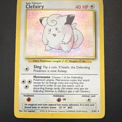 Wizards Pokemon TCG Clefairy 5/102 Base Set Unlimited Holo Rare 1999 40 HP - Image 2