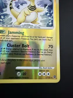 Pokemon TCG Secret Wonders Ampharos 1/132 Reverse Holo - Near Mint - Image 2