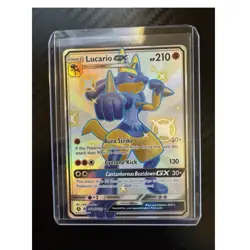 Pokemon Lucario GX SV64/SV94 Hidden Fates Shiny Vault Shiny Holo Rare Full Art - Image 1