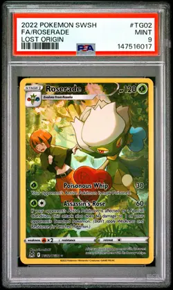 017 Roserade 2022 Pokemon Sword & Shield Lost Origin #TG02 Trainer Gallery PSA 9 - Image 1