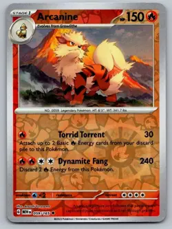 Arcanine 059/165 Uncommon 151 Pokemon Reverse Holo Near Mint - Image 1