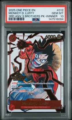 6084 Monkey D. Luffy 2025 One Piece 3rd Tournament 3 Brothers #012 Promos PSA 10 - Image 1