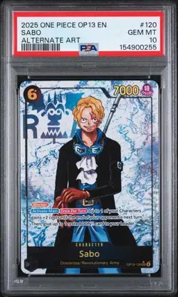 2025 ONE PIECE OP13-CARRYING ON HIS WILL #120 SABO ALTERNATE ART PSA 10 GEM MINT - Image 1