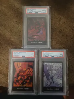 One Piece Don!! Cards Lot Roger Luffy Sabo Tin Pack Devil Fruits PSA graded - Image 1