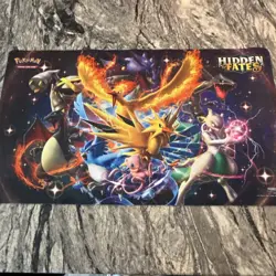 2019 Pokemon TCG Hidden Fates Play Mat Playmat Charizard Moltress Mewtwo Clean! - Image 2