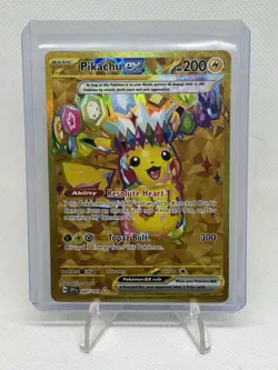 Pokemon TCG SV08 Surging Sparks Pikachu EX Hyper Rare Gold Holo Card 247/191 - Image 1