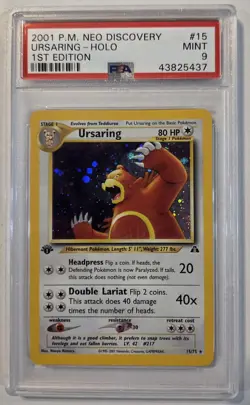 Pokemon 1st Edition Ursaring Holo 15/75 Neo Discovery PSA 9 MINT - Image 1
