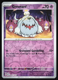 Greavard 042/091 Pokemon SV: Paldean Fates Reverse Holo Common NM - Image 1