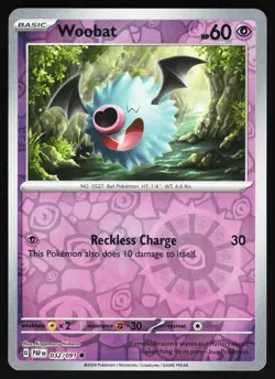Woobat 032/091 Pokemon SV: Paldean Fates Reverse Holo Common NM - Image 1