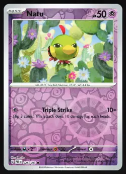 Natu - 025/091 Pokemon SV: Paldean Fates Reverse Holo Common NM - Image 1