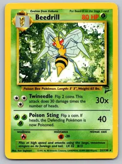 Beedrill 21/130 Rare Base Set 2 Pokemon Moderately Played - Image 1